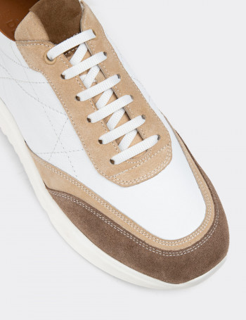 Hakiki Süet Vizon Rengi Erkek Sneaker Ayakkabı - 01962MVZNP01