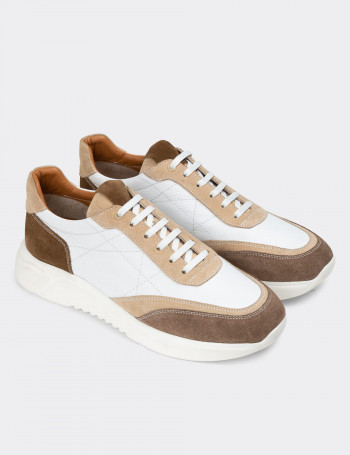 Hakiki Süet Vizon Rengi Erkek Sneaker Ayakkabı - 01962MVZNP01