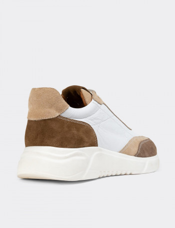 Hakiki Süet Vizon Rengi Erkek Sneaker Ayakkabı - 01962MVZNP01