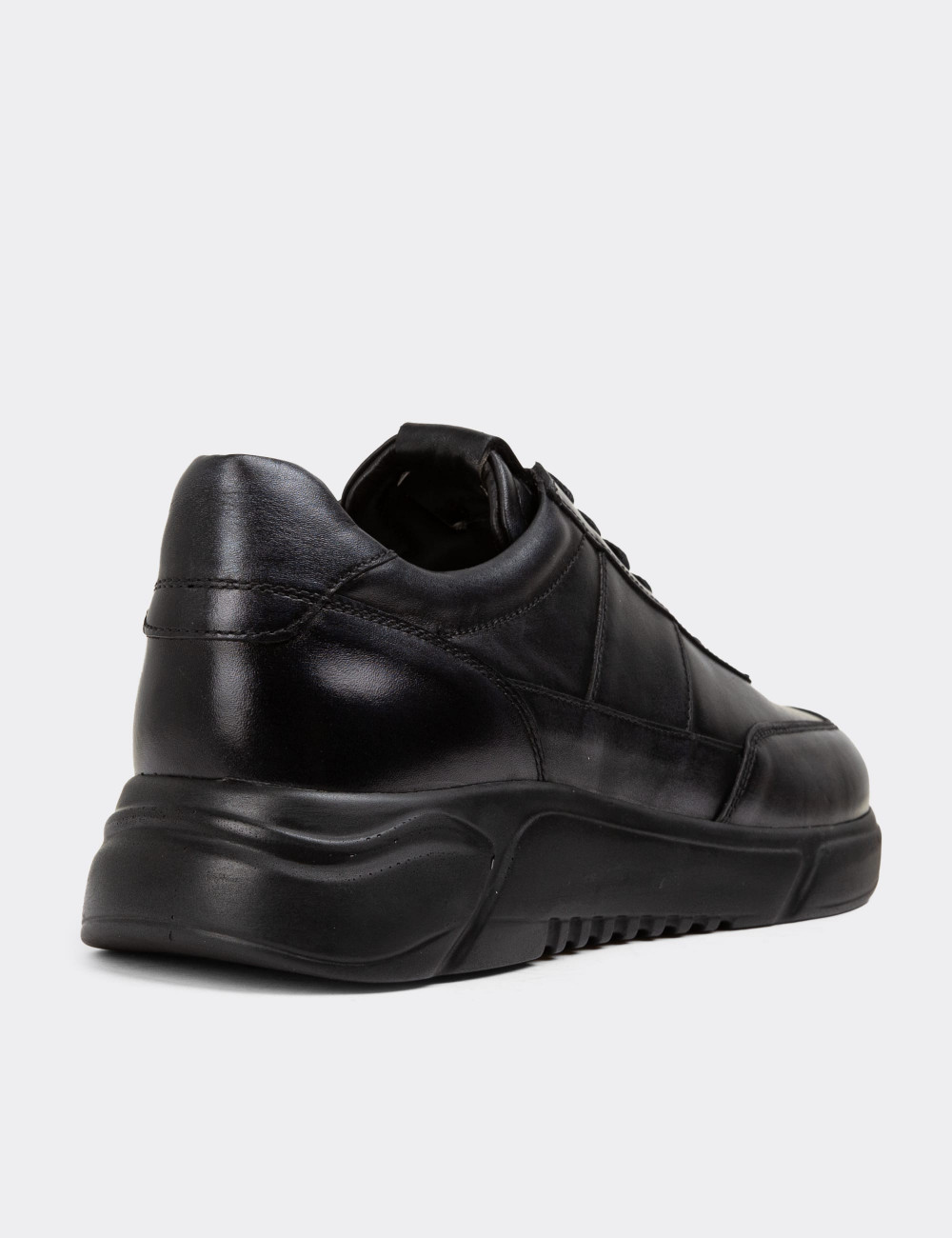 Hakiki Deri Antrasit Erkek Sneaker Ayakkabı - 01963MANTE01