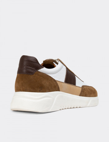 Hakiki Süet Taba Rengi Erkek Sneaker Ayakkabı - 01963MTBAE01