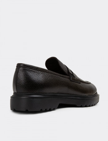 Hakiki Deri Haki Erkek Loafer Ayakkabı - 01878MHAKE01