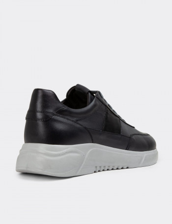 Hakiki Deri Gri Erkek Sneaker Ayakkabı - 01963MGRIE02