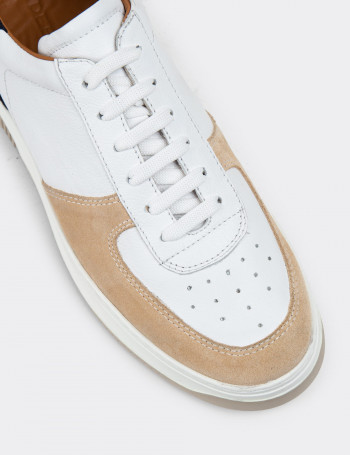 Hakiki Deri Vizon Rengi Erkek Sneaker Ayakkabı - 01965MVZNE03