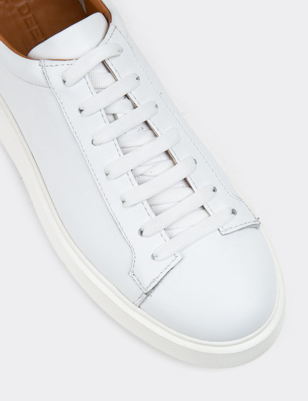 Hakiki Deri Beyaz Erkek Sneaker Ayakkabı - 01954MBYZE01