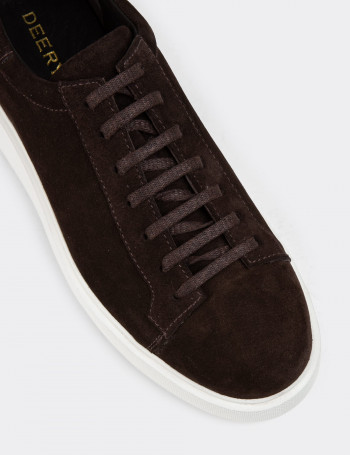 Hakiki Süet Kahverengi Erkek Sneaker Ayakkabı - 01954MKHVE01