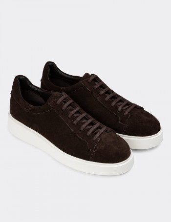 Hakiki Süet Kahverengi Erkek Sneaker Ayakkabı - 01954MKHVE01