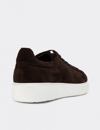 Hakiki Süet Kahverengi Erkek Sneaker Ayakkabı - 01954MKHVE01