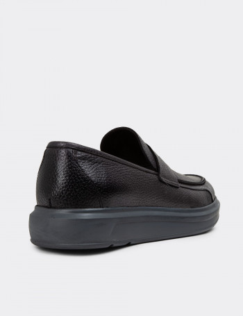 Hakiki Deri Gri Erkek Comfort Loafer Ayakkabı - 01564MGRIP14
