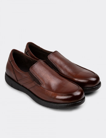 Hakiki Deri Bakır Rengi Erkek Loafer Ayakkabı - 01946MBKRC01