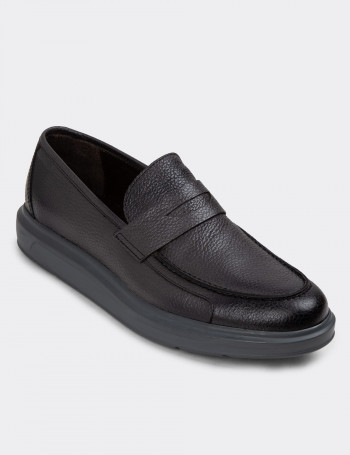 Hakiki Deri Gri Erkek Comfort Loafer Ayakkabı
