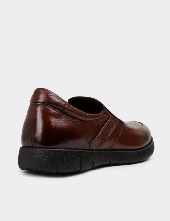Hakiki Deri Bakır Rengi Erkek Loafer Ayakkabı - 01946MBKRC01