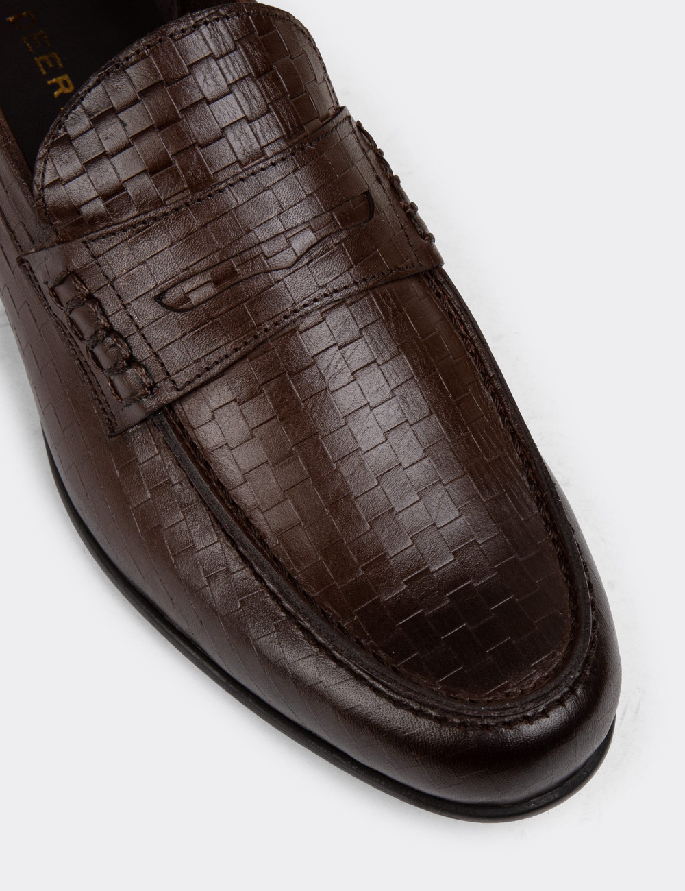 Hakiki Deri Kahverengi Erkek Loafer Ayakkabı - 01978MKHVC01