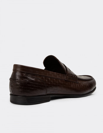 Hakiki Deri Kahverengi Erkek Loafer Ayakkabı - 01978MKHVC01