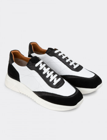Hakiki Süet Siyah Detaylı Erkek Sneaker Ayakkabı - 01962MSYHP01