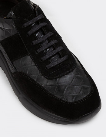 Hakiki Süet Siyah Erkek Sneaker Ayakkabı - 01963MSYHE08