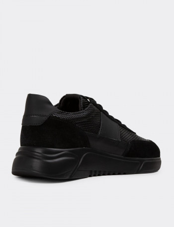 Hakiki Deri Siyah Erkek Sneaker Ayakkabı - 01963MSYHE06