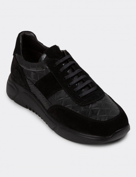 Hakiki Süet Siyah Erkek Sneaker Ayakkabı