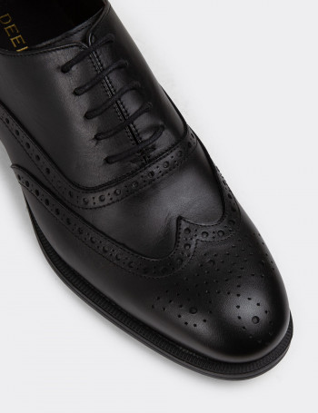 Hakiki Deri Siyah Erkek Klasik Ayakkabı - 01785MSYHC01