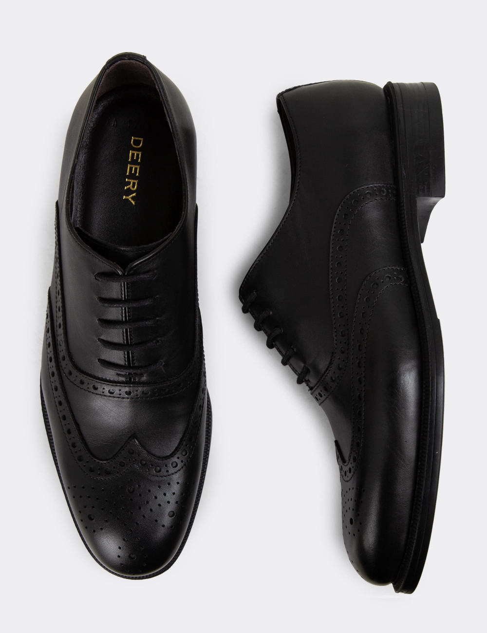 Hakiki Deri Siyah Erkek Klasik Ayakkabı - 01785MSYHC01