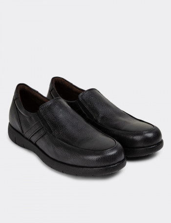 Hakiki Deri Antrasit Erkek Loafer Ayakkabı - 01946MANTC01