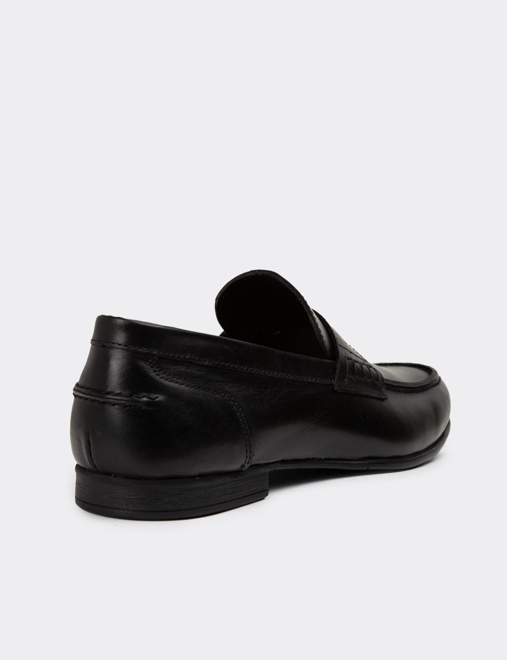 Hakiki Deri Siyah Erkek Loafer Ayakkabı - 01978MSYHC01