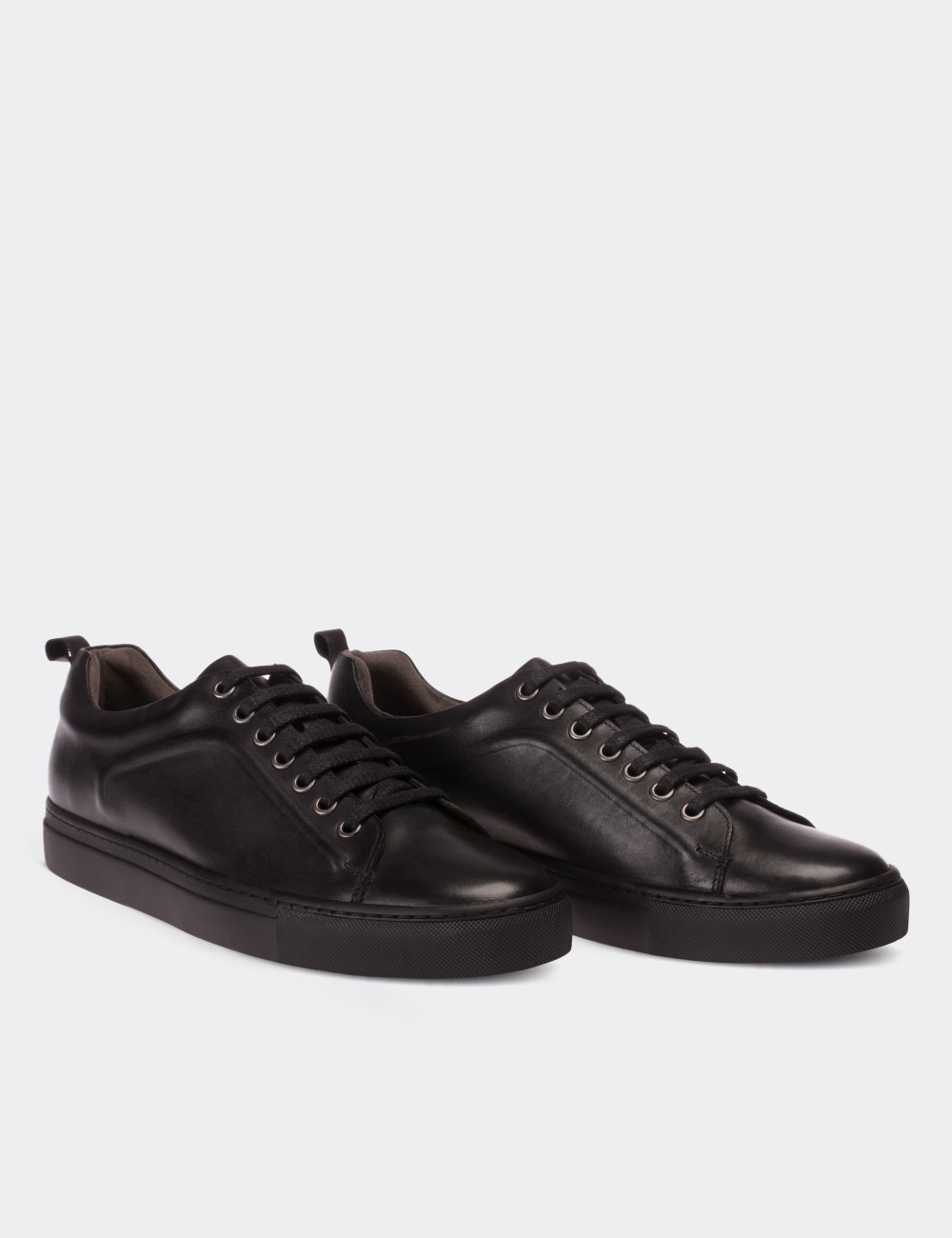 Hakiki Deri Siyah Sneaker Erkek Ayakkabı - 01669MSYHC01