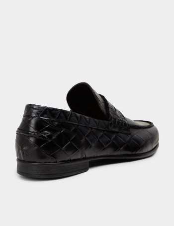 Hakiki Deri Lacivert Erkek Loafer Ayakkabı - 01978MLCVC01