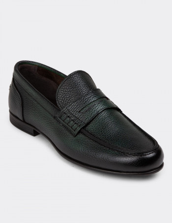 Hakiki Deri Yeşil Erkek Loafer Ayakkabı