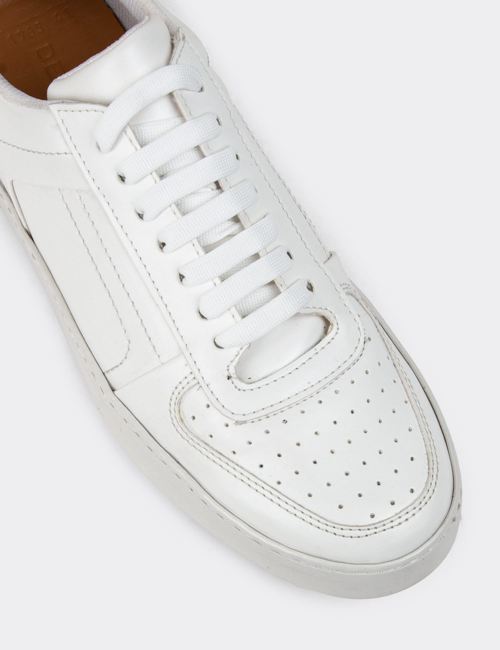 Hakiki Deri Beyaz Erkek Sneaker Ayakkabı - 01716MBYZC02