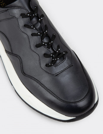 Hakiki Deri Gri Erkek Sneaker Ayakkabı - 01725MGRIE04