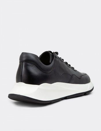 Hakiki Deri Gri Erkek Sneaker Ayakkabı - 01725MGRIE04