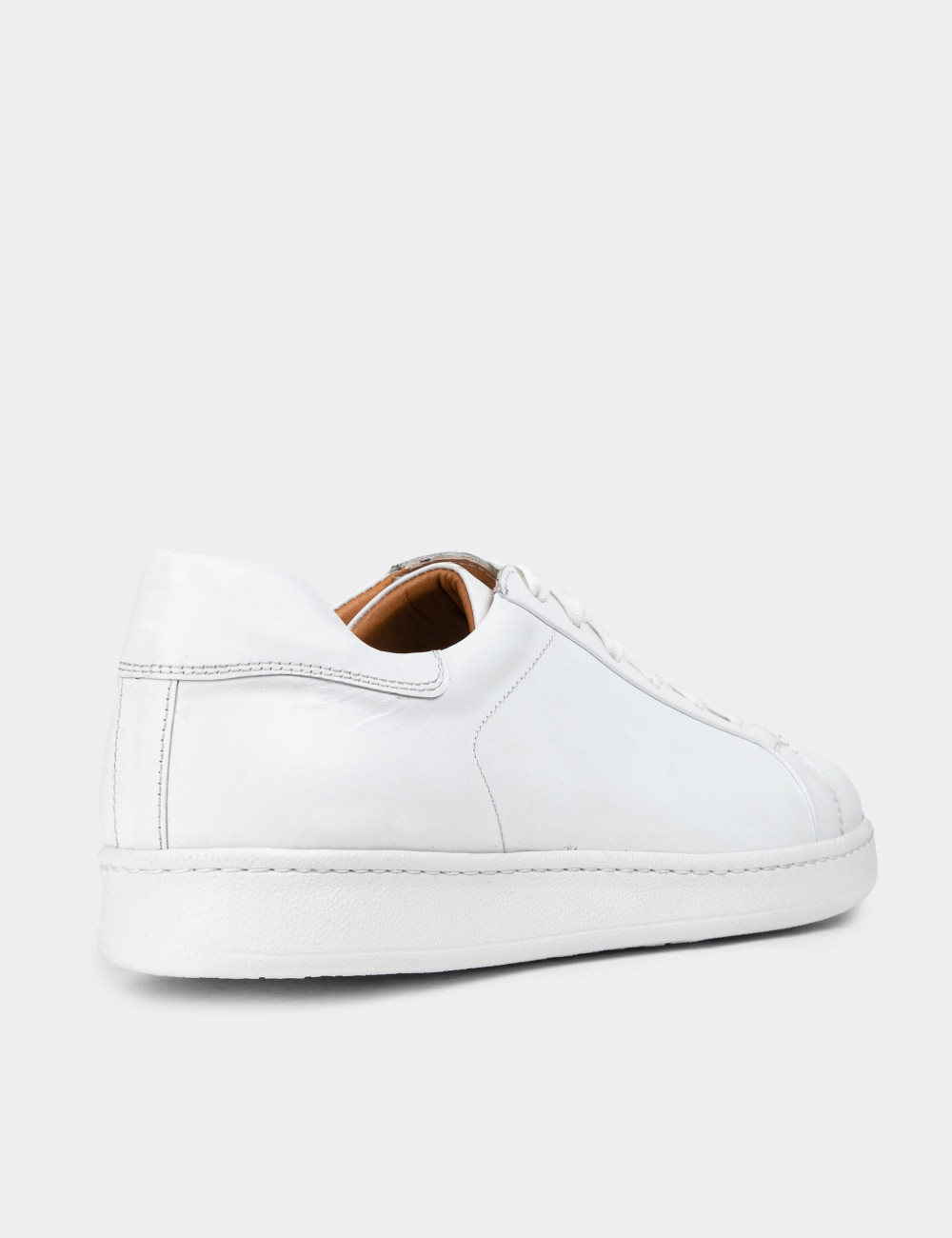 Hakiki Deri Beyaz Erkek Sneaker Ayakkabı - 01829MBYZC14