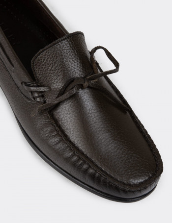 Hakiki Deri Haki Erkek Loafer Ayakkabı - 01647MHAKC02