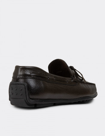 Hakiki Deri Haki Erkek Loafer Ayakkabı - 01647MHAKC02