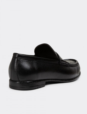 Hakiki Deri Siyah Erkek Loafer Ayakkabı - 01510MSYHC03