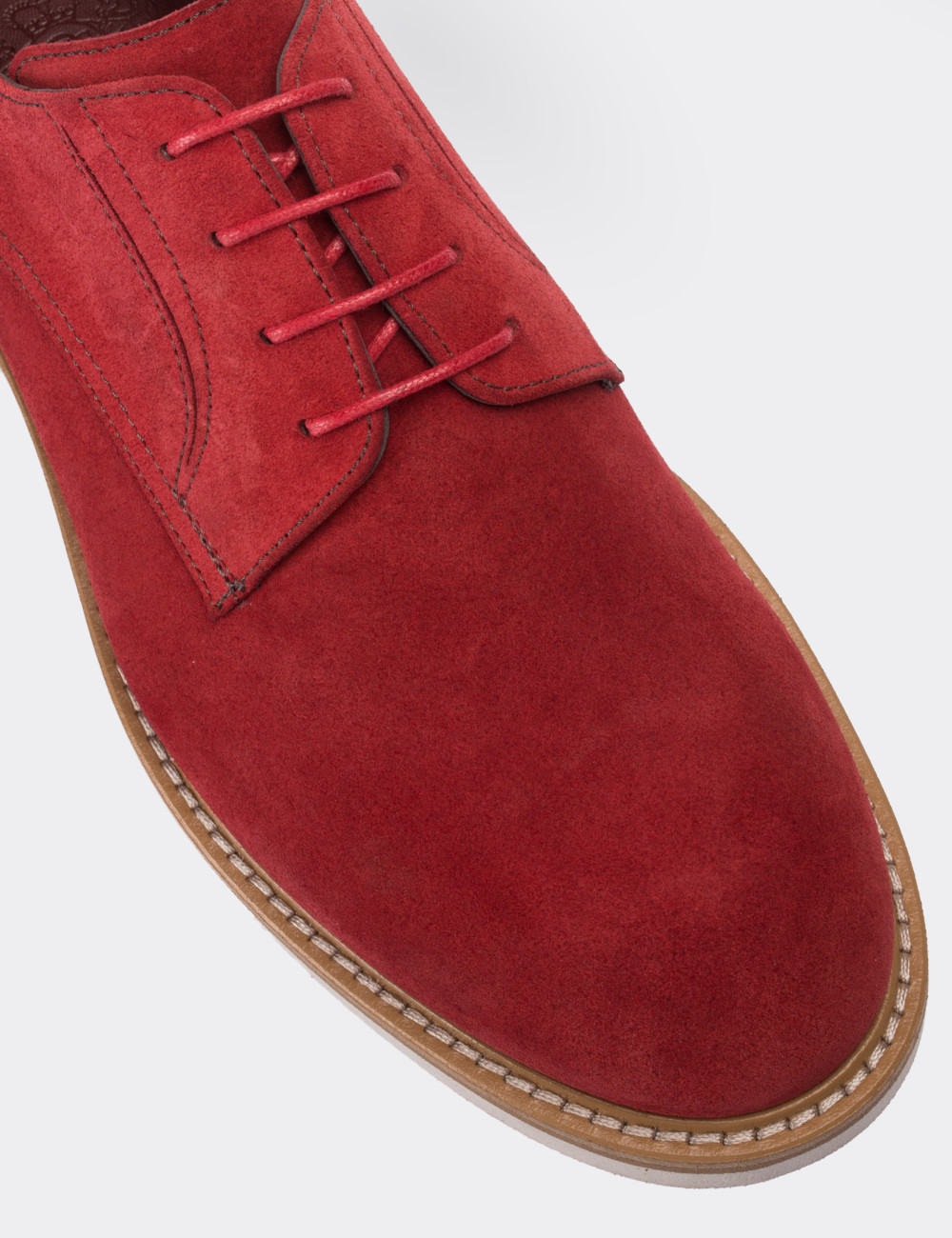 Hakiki Süet Kırmızı Günlük Erkek Ayakkabı - 01294MKRME01