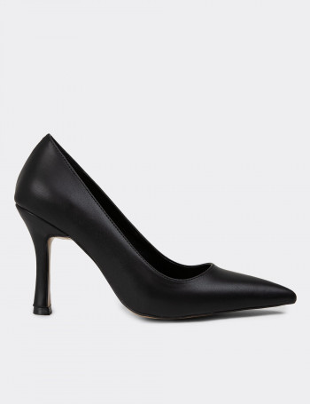 Siyah Kadın Stiletto Topuklu Ayakkabı - K0800ZSYHM02