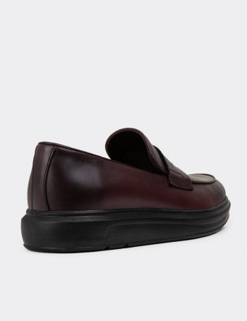 Hakiki Deri Bordo Comfort Erkek Loafer - 01839MBRDP04