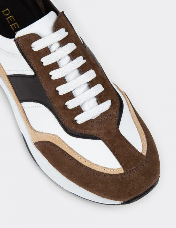 Hakiki Süet Vizon Rengi Kadın Sneaker Ayakkabı - 01890ZVZNE02