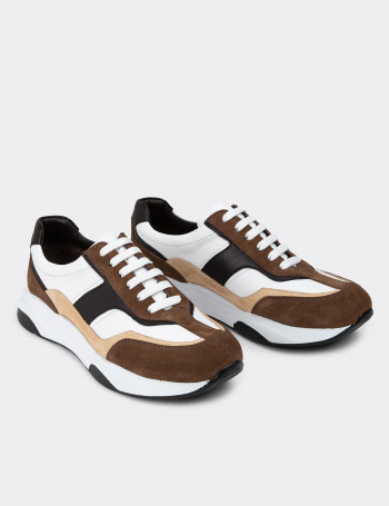 Hakiki Süet Vizon Rengi Kadın Sneaker Ayakkabı - 01890ZVZNE02