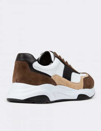 Hakiki Süet Vizon Rengi Kadın Sneaker Ayakkabı - 01890ZVZNE02