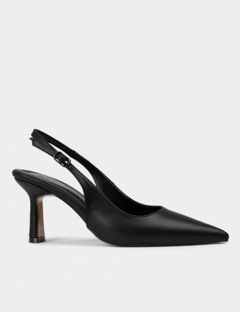 Siyah Bantlı Kadın Topuklu Ayakkabı