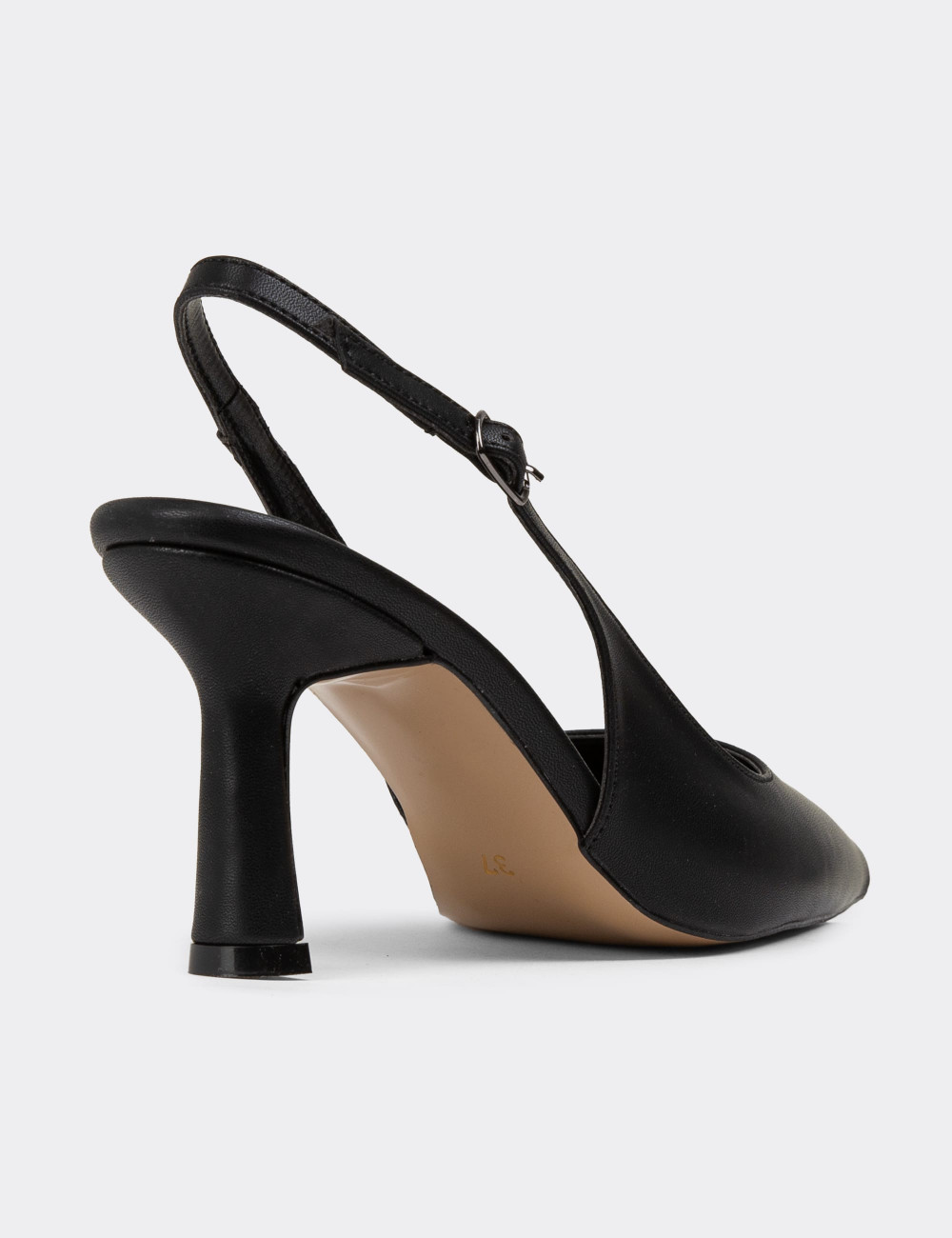 Siyah Bantlı Kadın Topuklu Ayakkabı - K0640ZSYHM01