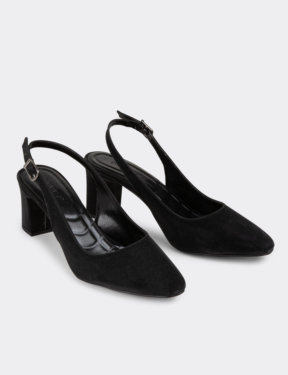 Siyah Simli Kadın Topuklu Ayakkabı - K0803ZSYHM01