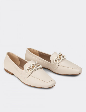 Krem Rengi Tokalı Kadın Makosen - K1207ZKREC02