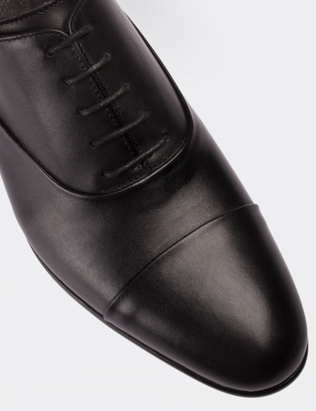 Hakiki Deri Siyah Klasik Erkek Oxford Ayakkabı