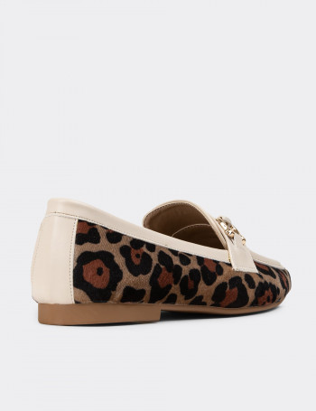 Bej Rengi Leopar Desen Kadın Babet - K2067ZBEJC01