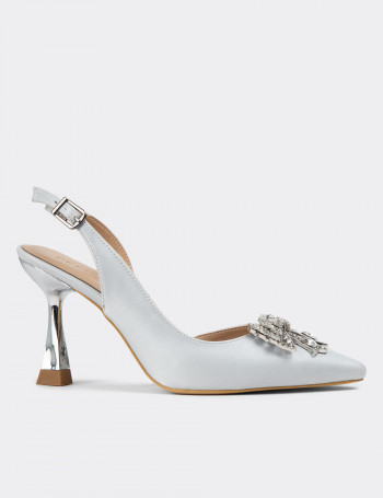 Gümüş Rengi Kadın Abiye Ayakkabı - K0071ZGMSM01
