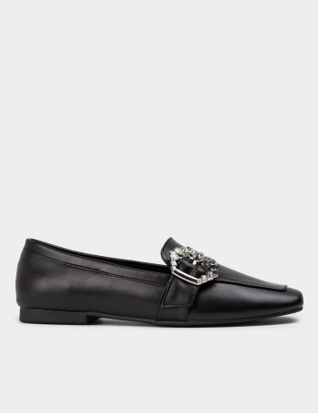 Siyah Kadın Tokalı Loafer Ayakkabı - K1211ZSYHC01